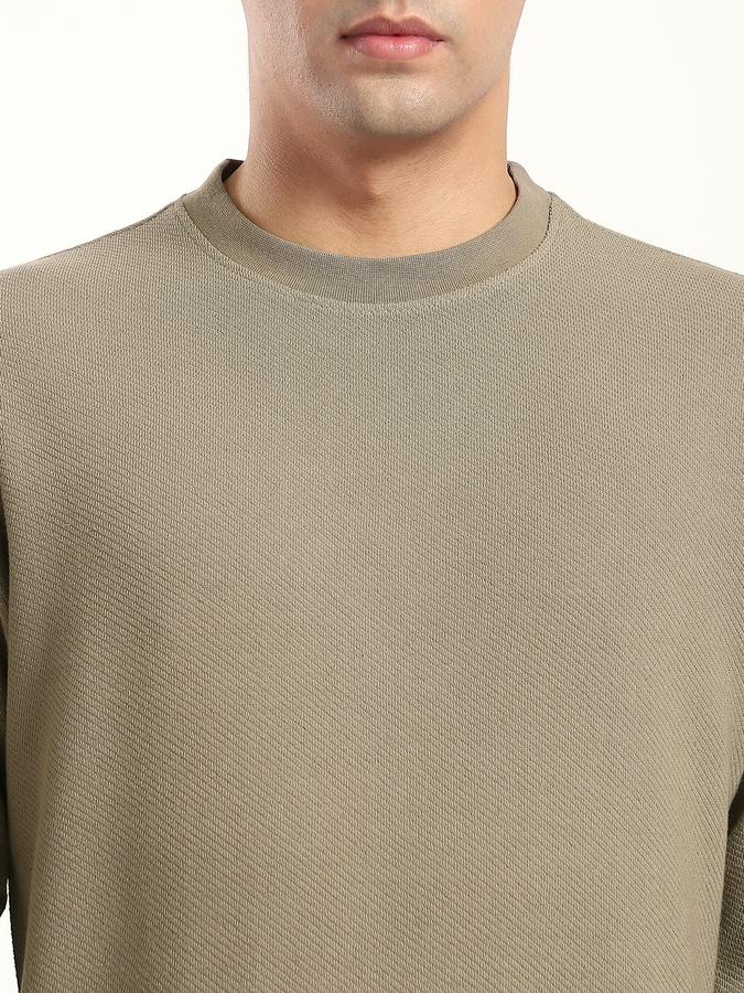 Men Cotton Blend Regular Fit Crew Neck Solid Sweatshirt