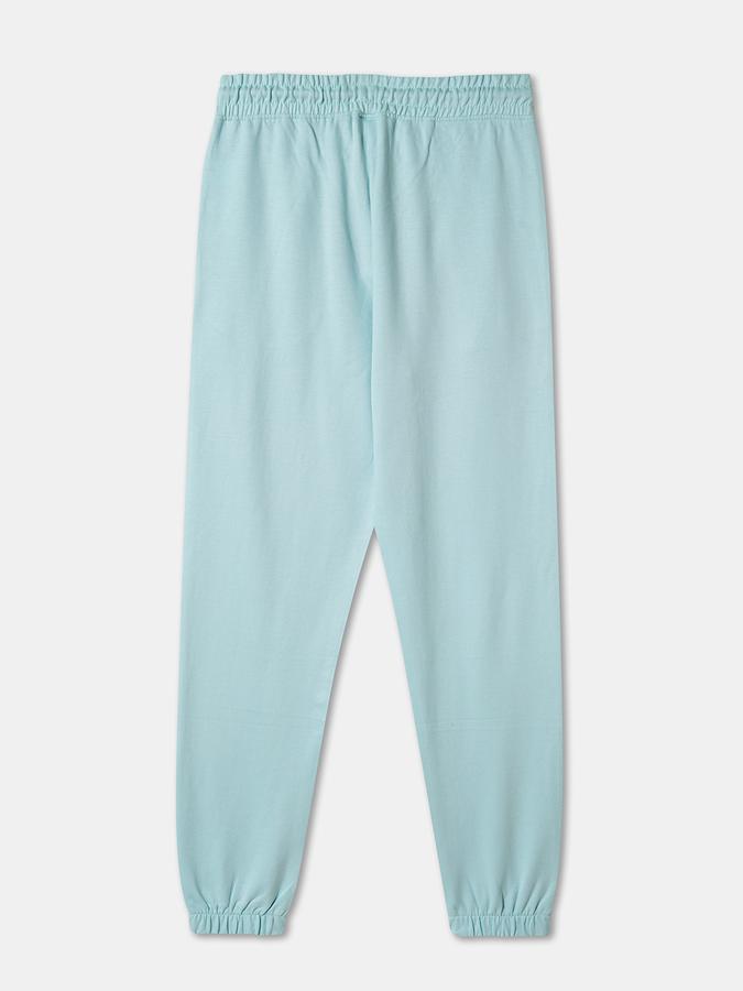 Girls Cotton Tapered Fit Drawstring Waist Printed Joggers