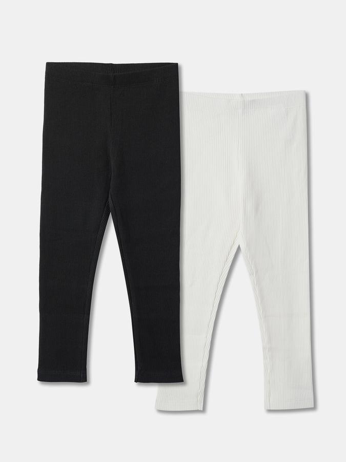 Girls Pack of 2 Ribbed Leggings image number 0