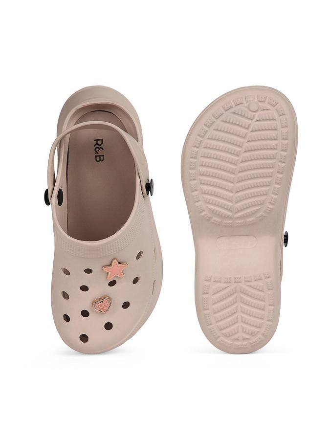 R&B Women Ivory Butterfly Embellished Clogs 