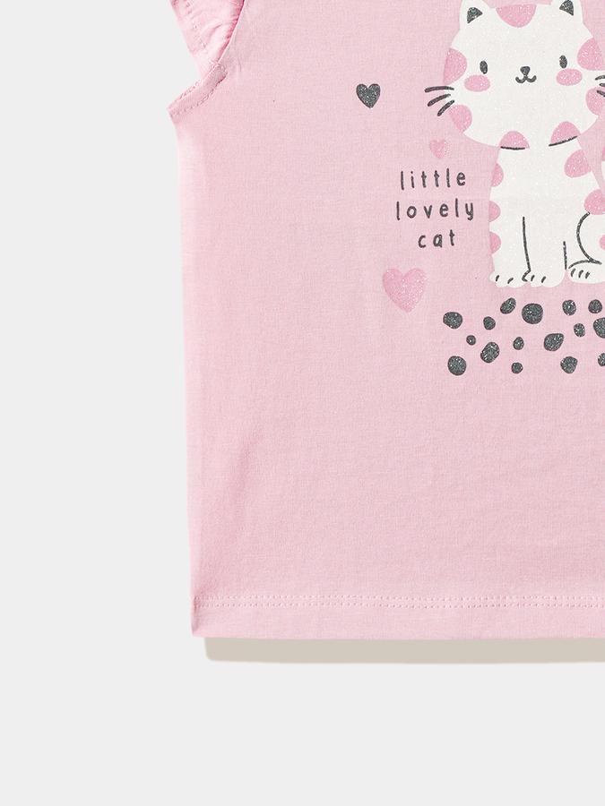 Girls Cotton Regular Fit Crew Neck Graphic T-shirt