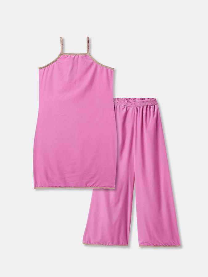 Women Poly Blend Solid Kurta and Palazzo Set