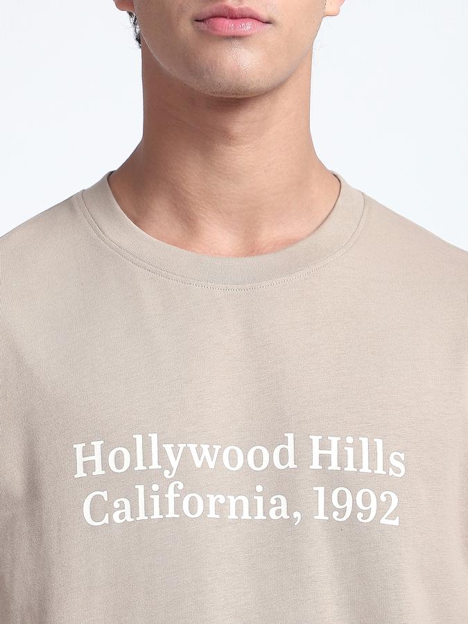 Men Cotton Relaxed Fit Crew Neck Typographic T-shirt