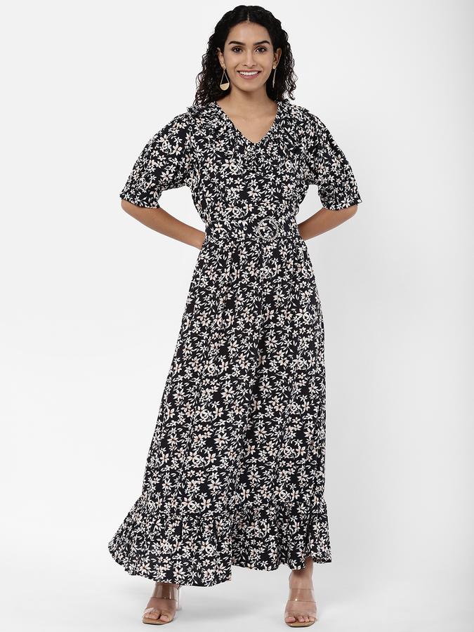 R&B Women's Ruffled Neck Maxi Dress