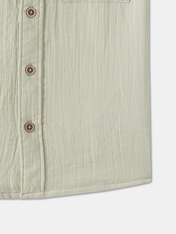 Boys Regular Fit Short Sleeve Mandarin Collar Shirt