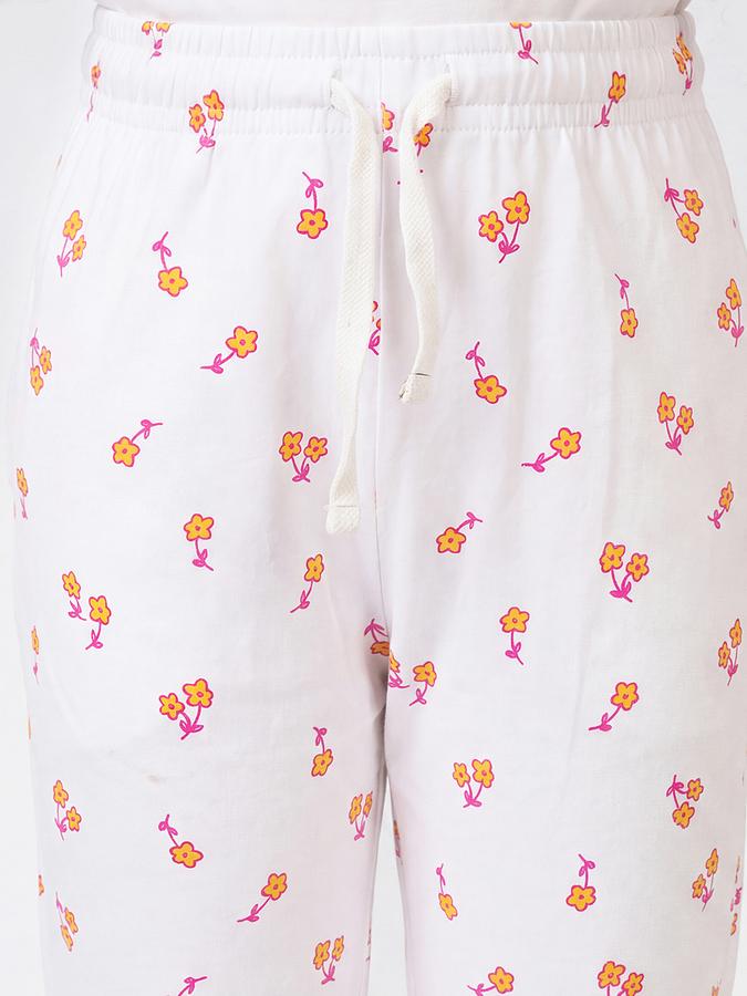 R&B Girls White Floral Print Long Sleeves Top &amp; Pyjamas Set