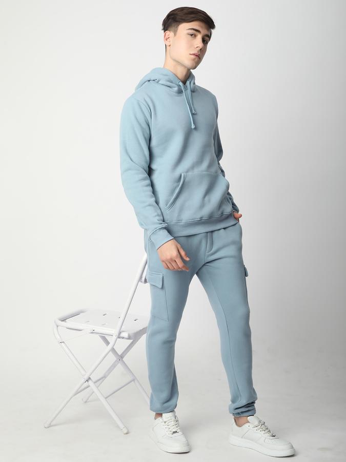 Men Fleece Regular Fit Hooded Solid Sweatshirt