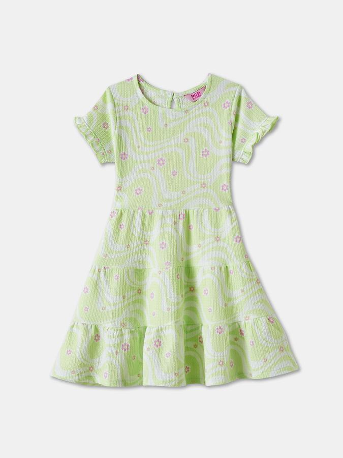 R&B Girls' White Printed Dress