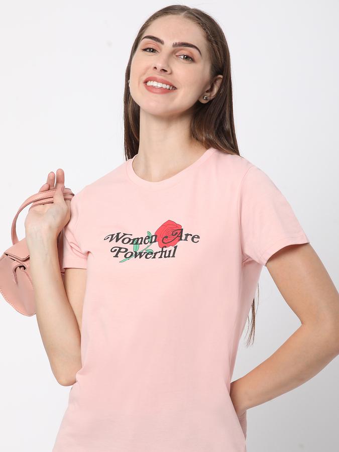 Women Cotton Relaxed Fit Crew Neck Graphic T-shirt