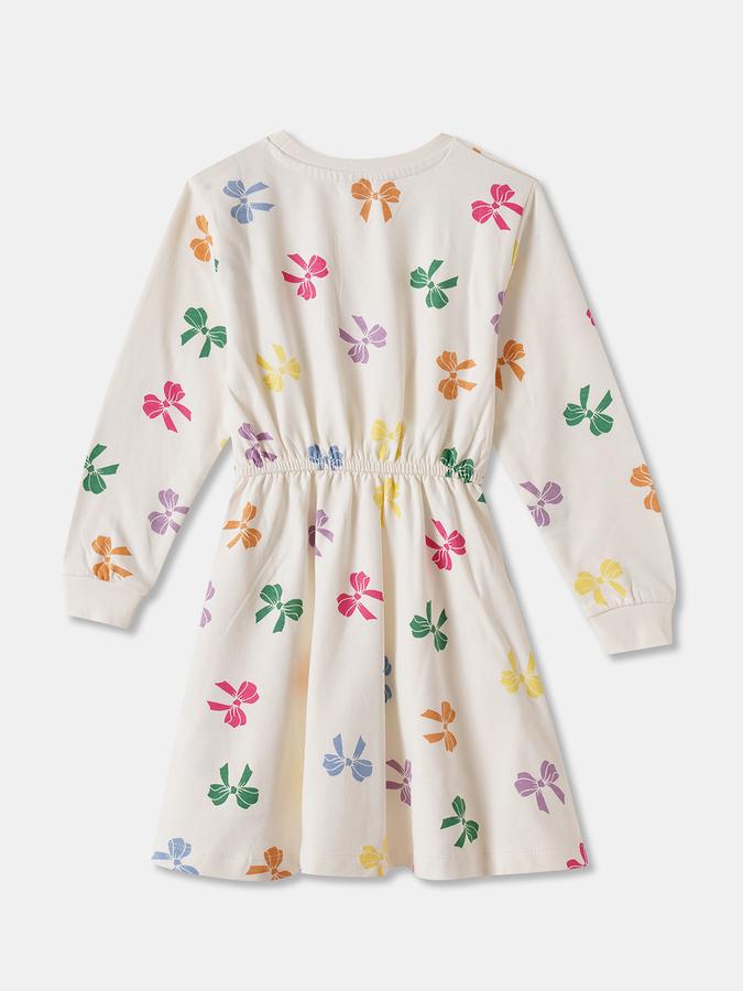 Girls Cotton A-Line Round Neck Printed Dress