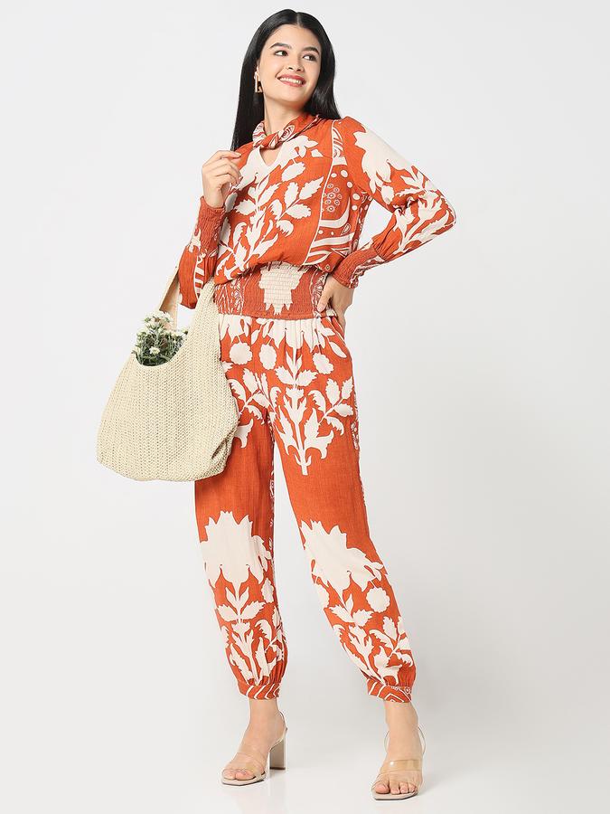 R&B Women's Rust Printed Trousers