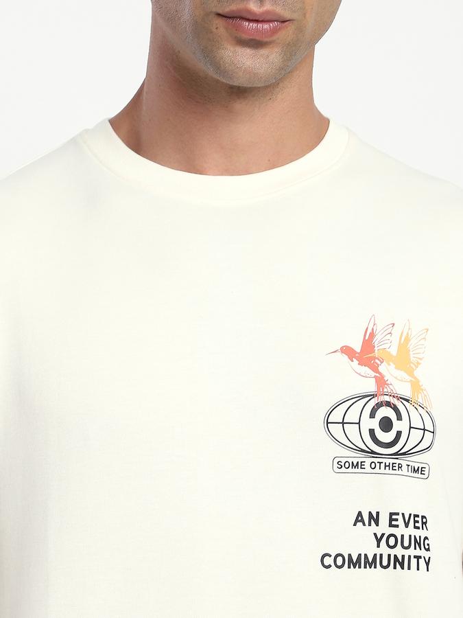 R&B Men's Ivory Printed T-Shirt