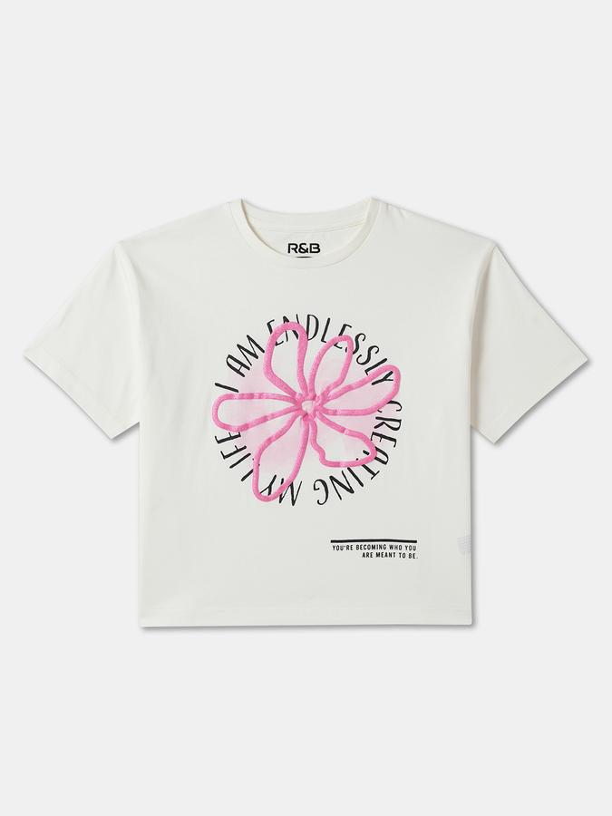 Girls Graphic Print Pure Cotton Regular T Shirt 