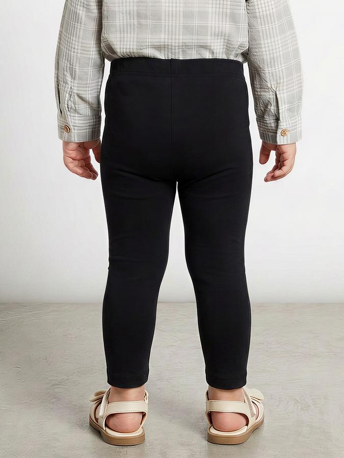 R&B Girls Black Solid Elasticated Waist Leggings