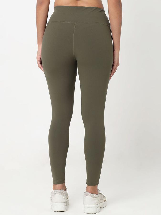 R&B Women Olive Solid Skinny Fit Tights