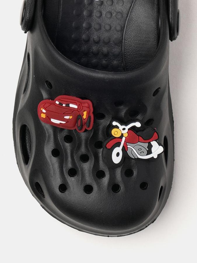 R&B Boys Black Applique Work Flip Flops