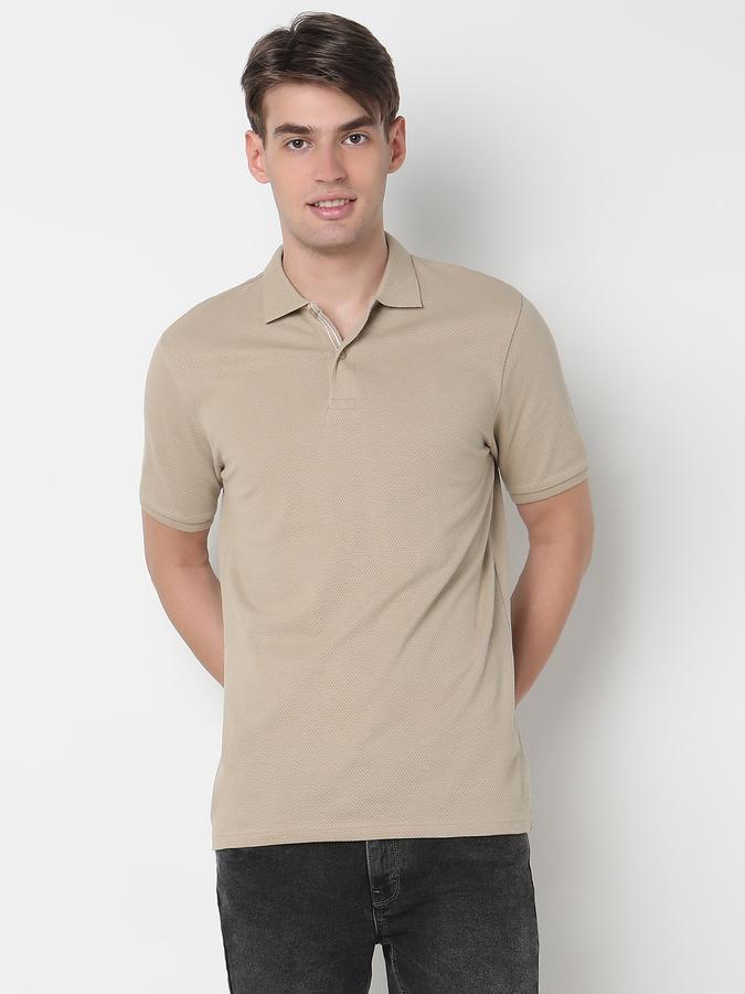 Men Regular Fit Polo T-Shirt with Ribbed Hem image number 0