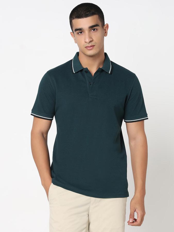MENS Short Sleeves SOLID POLO WITH TIPPING COLLAR AND CUFF - DRY FIT image number 1