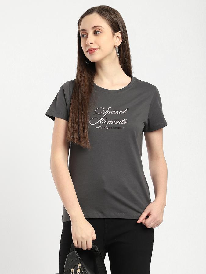 Women Cotton Regular Fit Crew Neck Graphic T-shirt