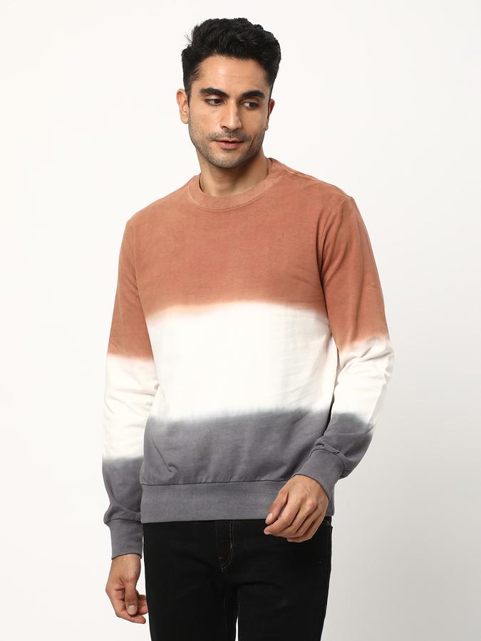 Men Cotton Regular Fit Crew Neck Tie-Dye Sweatshirt