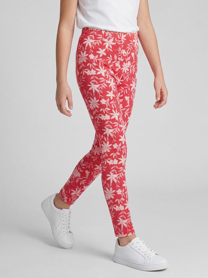 R&B Red Floral Printed Girls Leggings