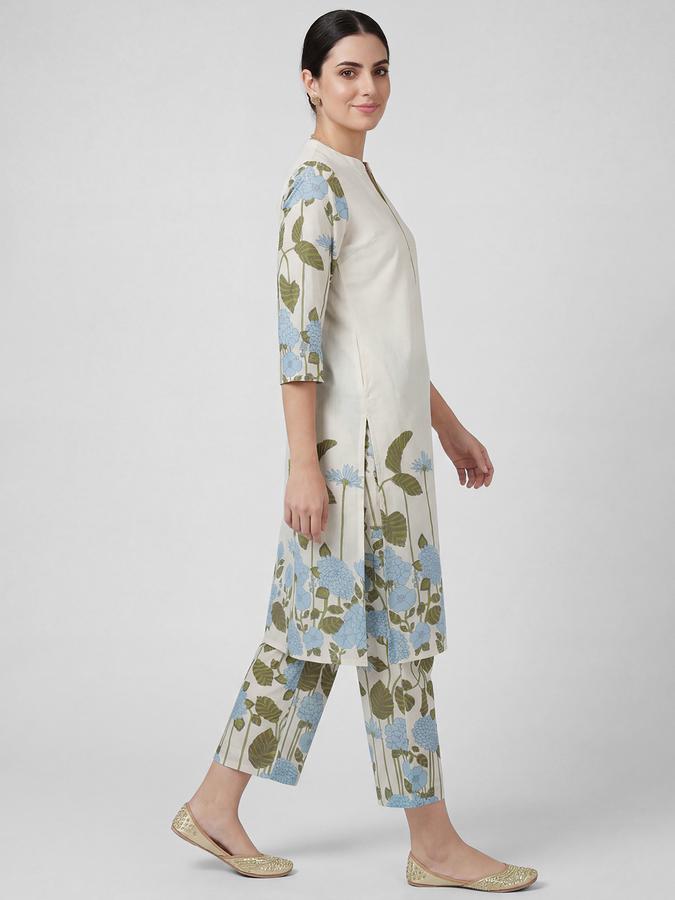 R&B Off White Floral Printed Women Pure Cotton Kurta Set