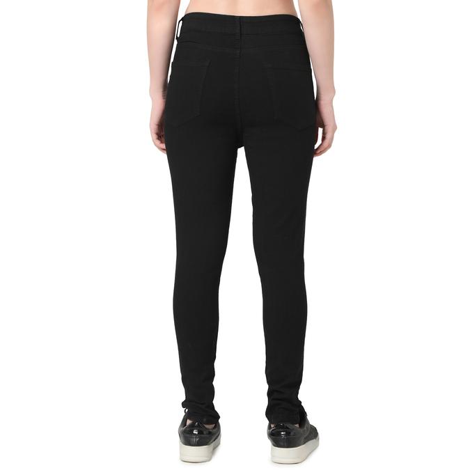 R&B Women Black Solid Slim Cargo Trousers