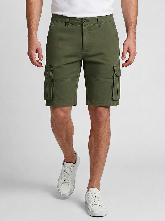 R&B Olive Men Knee Length Mid-Rise Relaxed Fit Shorts