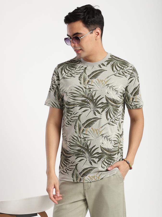 Men Cotton Regular Fit Crew Neck Printed T-shirt