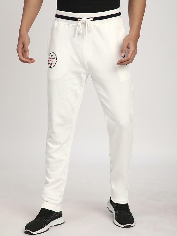 Men Fleece Tapered Fit Drawstring Waist Cuffed Hem Trackpants