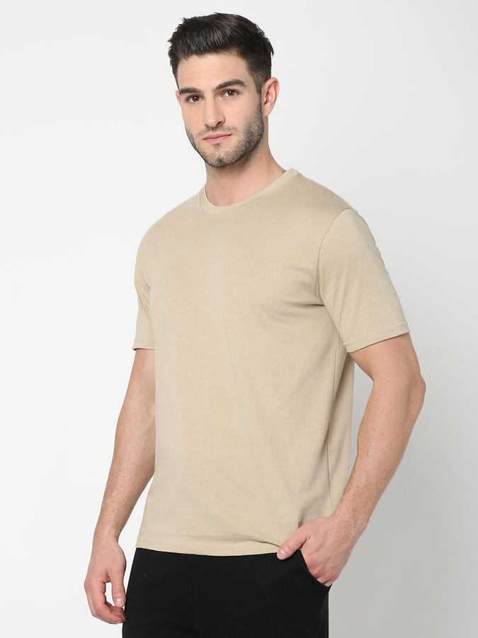 Men Cotton Regular Fit Crew Neck Solid T-shirt