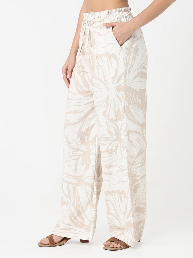 Women Viscose Blend Wide Leg High Rise Floral Trousers