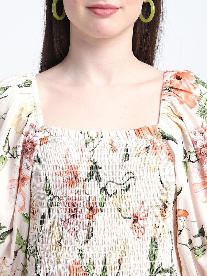 Women Cotton A-Line Midi Floral Dress