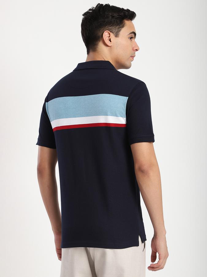 Men Cotton Blend Regular Fit Polo Striped T-shirt