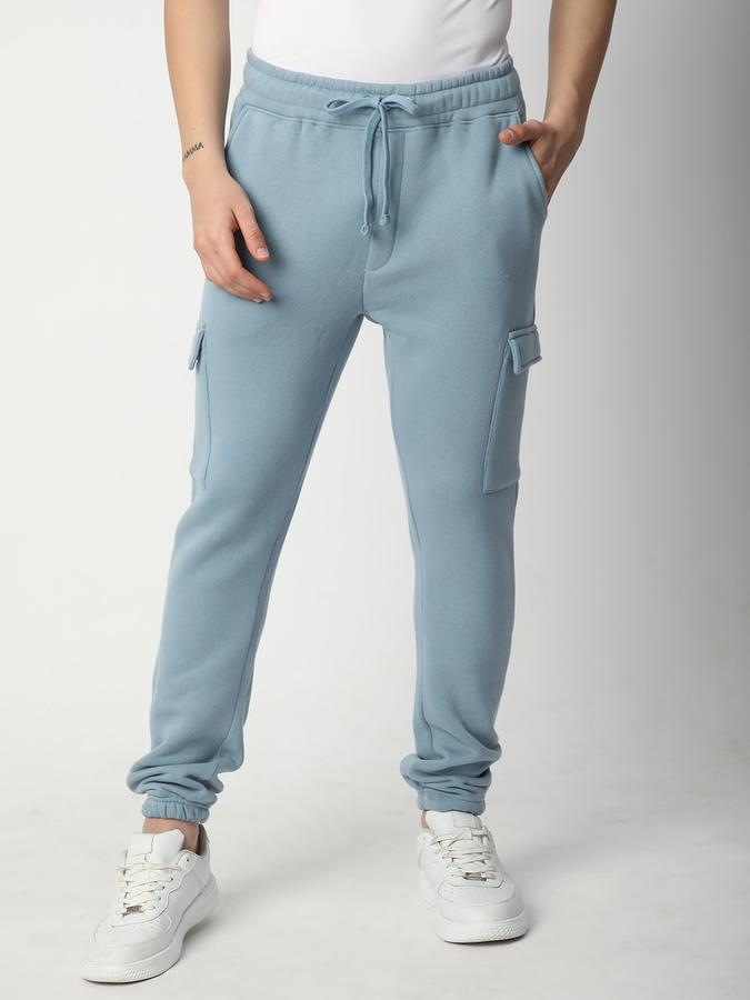 Men Fleece Regular Fit Drawstring Waist Cuffed Hem Trackpants