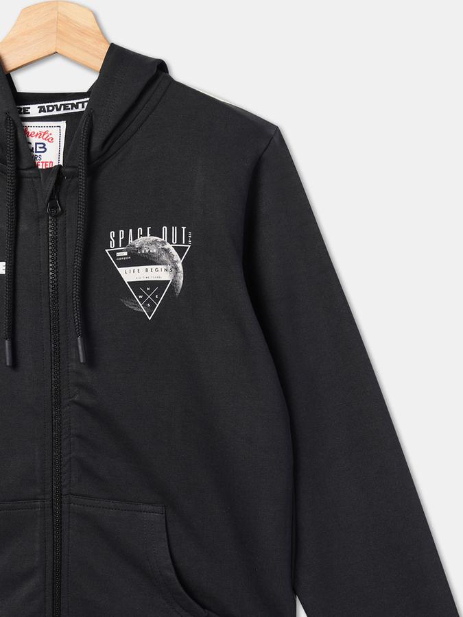 Boys Cotton Hooded Zip Up Graphic Print Jacket