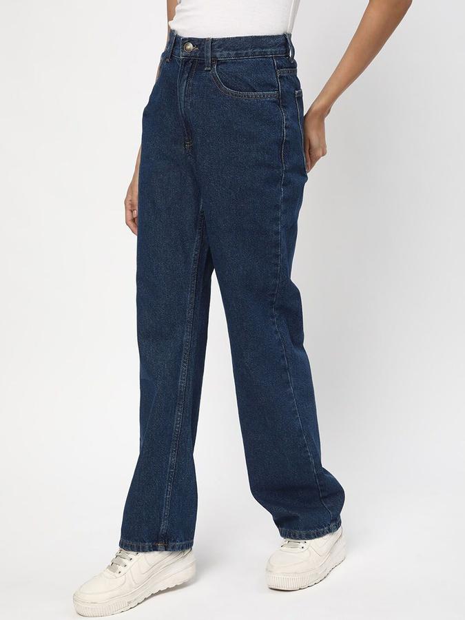 R&B Women Dark Blue Straight Fit Mid-Rise Jeans