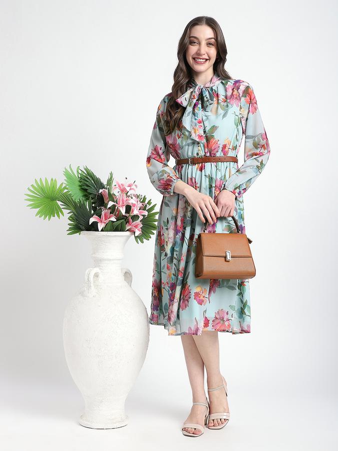 Women Cotton A-Line Midi Floral Dress