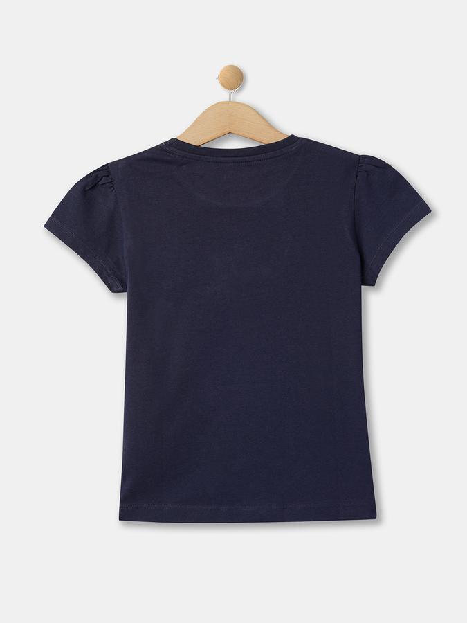Girls Typographic Print Regular Fit Round-Neck T-Shirt image number 1