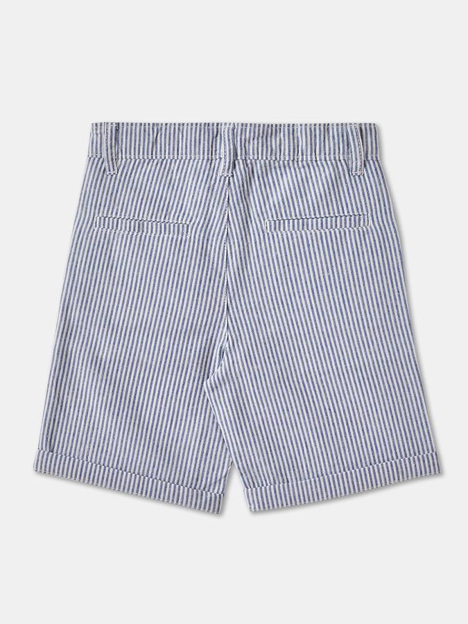 Boys Cotton Striped Mid Waist Clean Hem Shorts