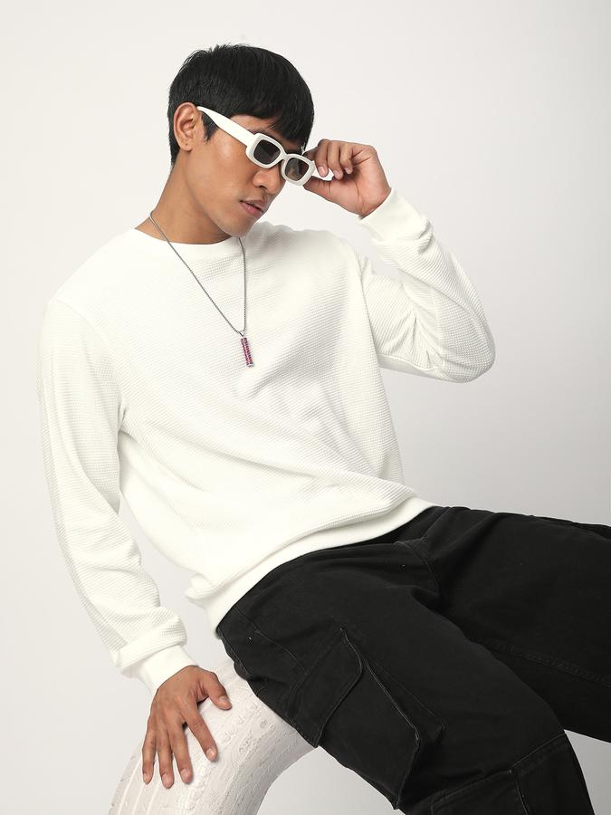 Men Cotton Regular Fit Crew Neck Solid Sweatshirt
