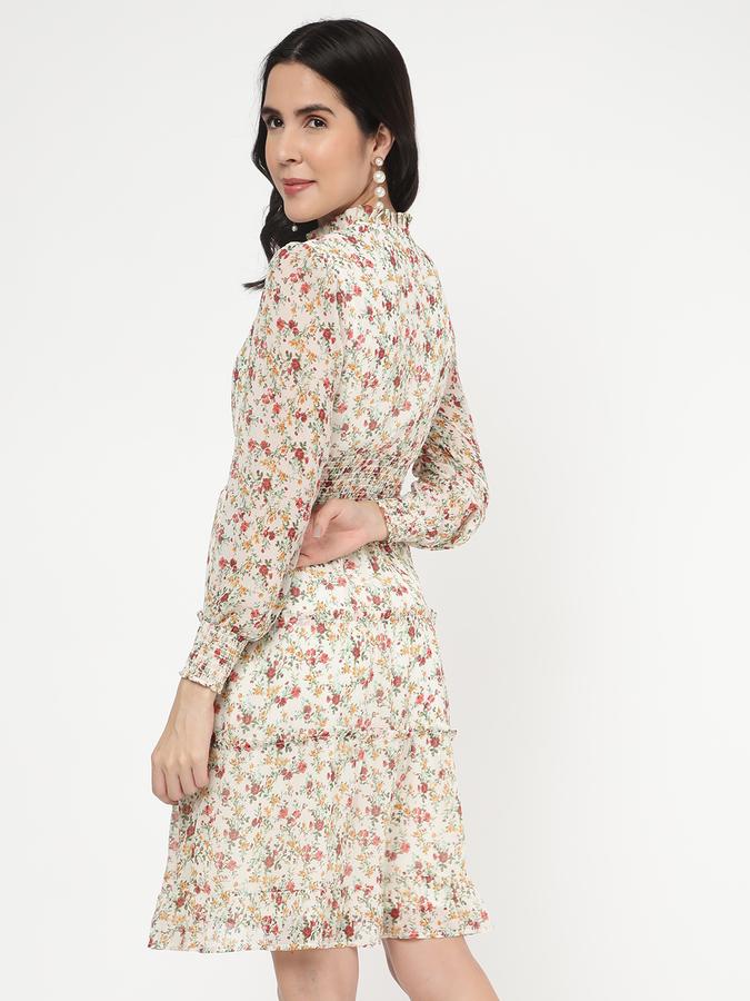 Women Rayon Regular Fit Ruffled Neck Printed Kurta