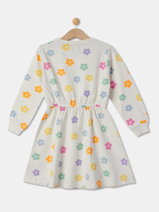 Girls Floral Print A-Line Dress image number 1