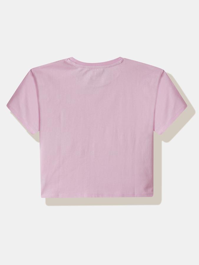 Girls Cotton Regular Fit Crew Neck Graphic T-shirt