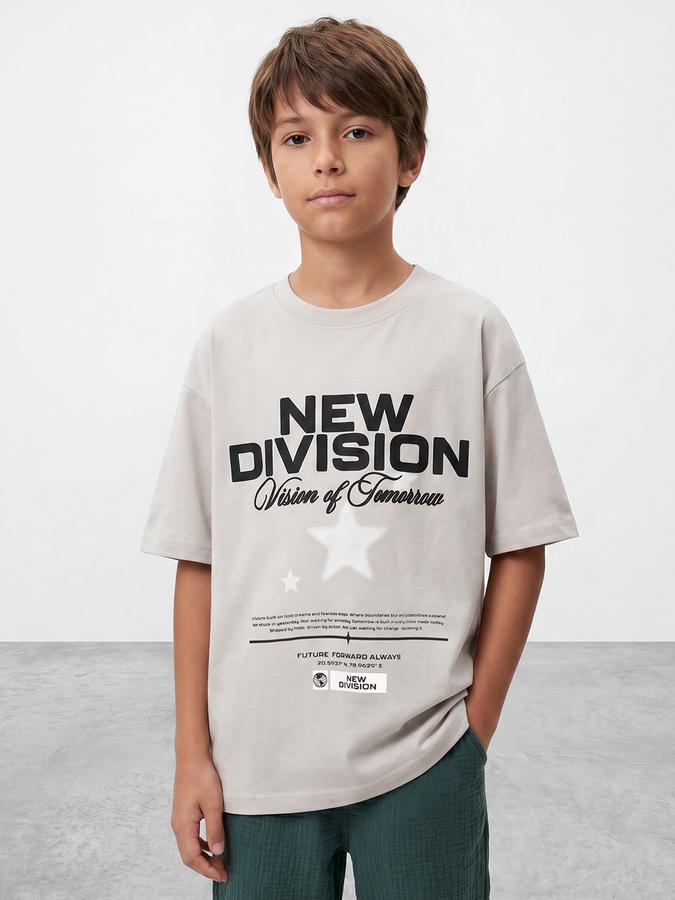 R&B Boys Grey Short sleeve Round Neck Urban Edit Typography Graphics Bold Graphic Pure Cotton T-Shirt