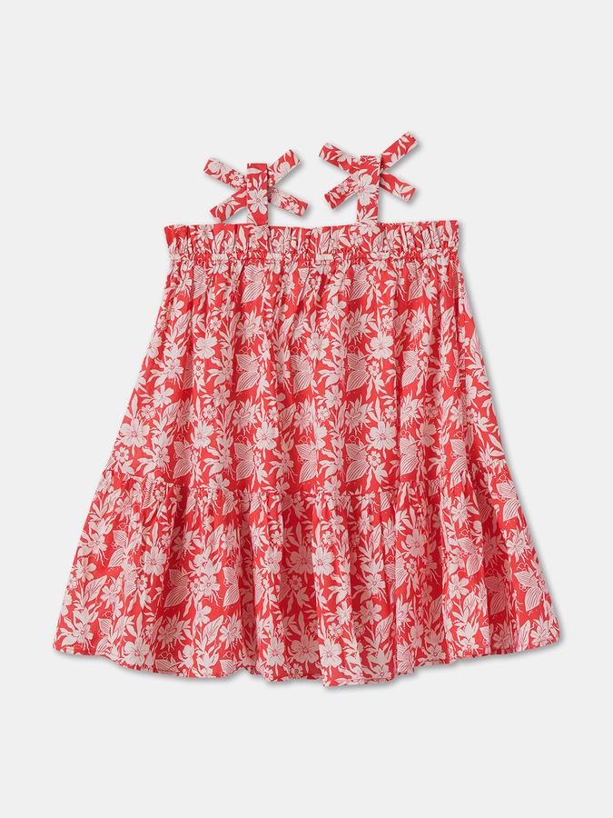 Girls All Over Printed Short Sleeve Square Neck Regular Dress