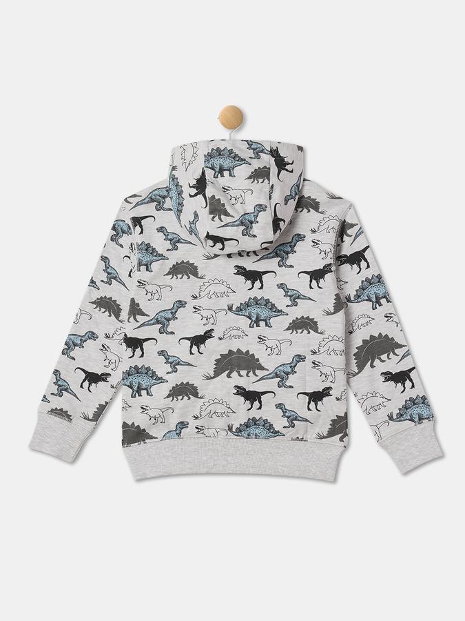 Boys Cotton Hooded Zip Up Graphic Jacket