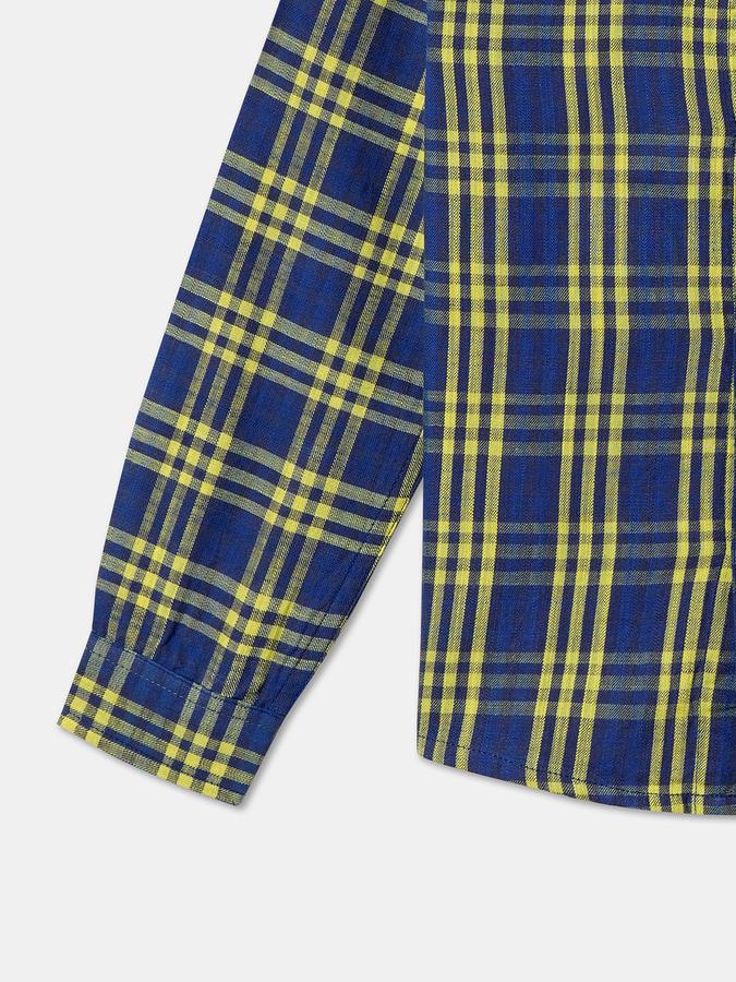 Boys Cotton Regular Fit Long Sleeve Plaid Shirt