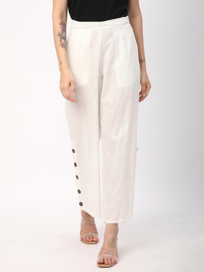 Women Cotton Culottes Elasticated Self Design Trousers