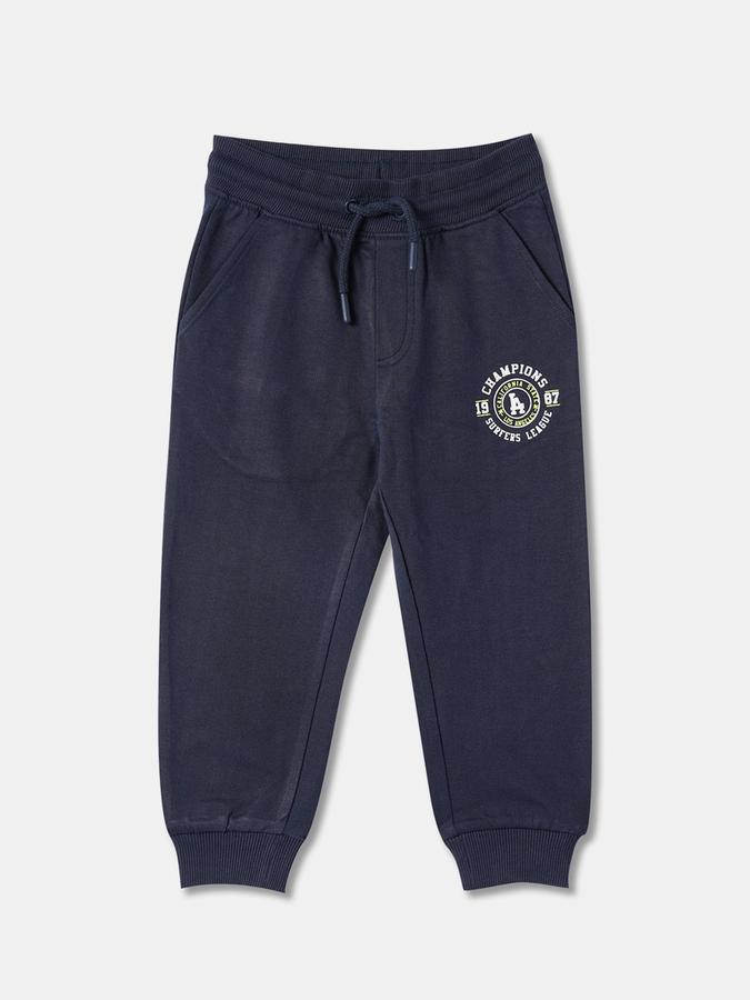 Boys Typographic Print Joggers with Drawstring Waist